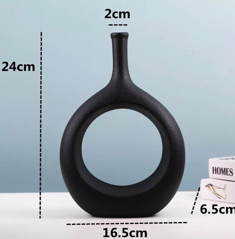 Ceramic black donut vase H&M dupe circular vase round vase Etsy