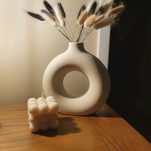 Nordic Ceramic Donut Vase Cream Donut Vase Circular Hollow Etsy UK