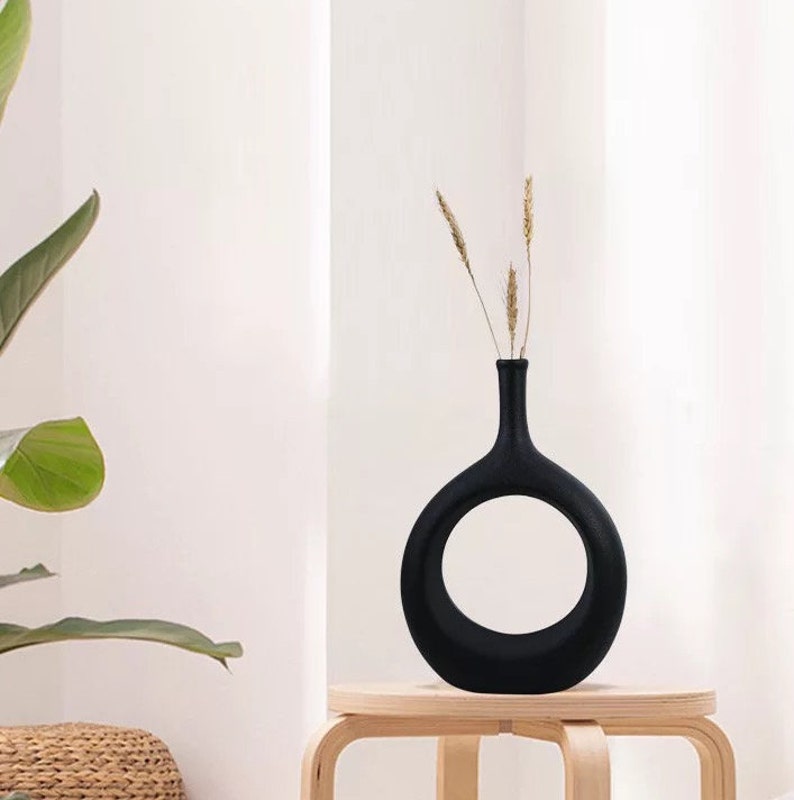 Ceramic Black Donut Vase H&M Dupe Circular Vase Round Vase Etsy