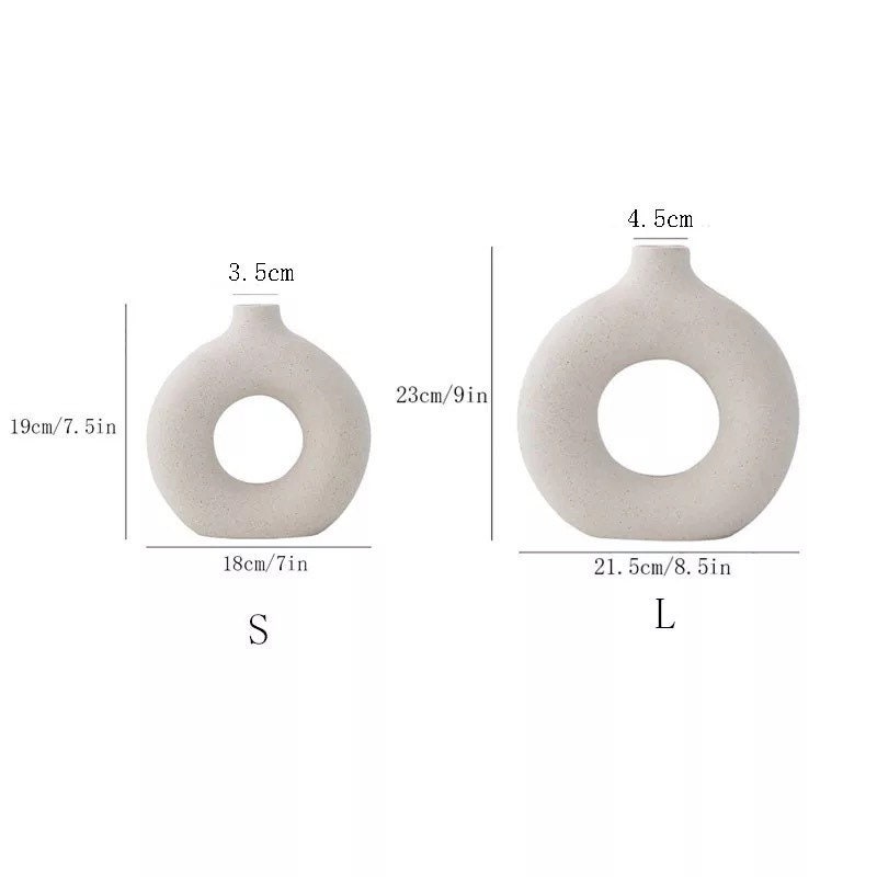 Nordic Ceramic Donut Vase Cream Donut Vase Circular Hollow - Etsy UK