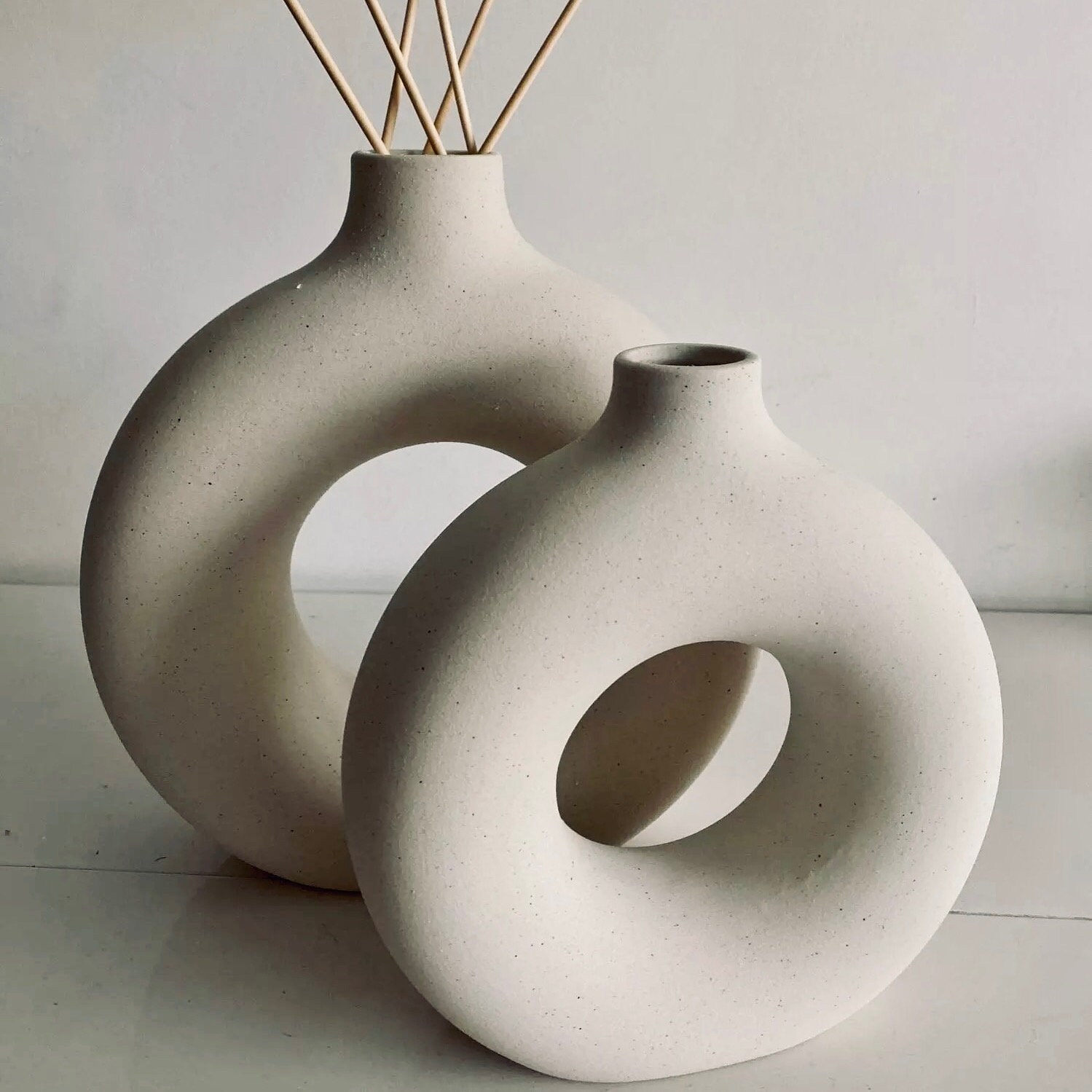 Nordic Ceramic Donut Vase Cream Donut Vase Circular Hollow Etsy UK