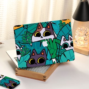 Forest Cartoon Cats MacBook Shell Case Decal Cover For New MacBook M1 Pro 13 M1 Air 13 A2338, A2337 Macbook Pro 15 16 Case, Apple Laptop