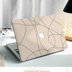 Beige Line Art MacBook Shell Case Decal Cover For New MacBook M1 Pro 14, M1 Max 16 A2338, A2337, Macbook Pro 15 16 A2681