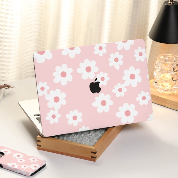Little Pink Daisy MacBook Case Cover For New MacBook Pro 13 Case, M1 Air 13 Case, A2338, A2337 Macbook Pro 15 16 Case, Apple Laptop