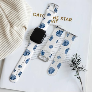 Blue Shells Apple Watch Band, Silicone Watch Band for Apple Watch 38mm 40mm 41mm 42mm 44mm 45mm 46mm 49mm, Personlized iWatch Band