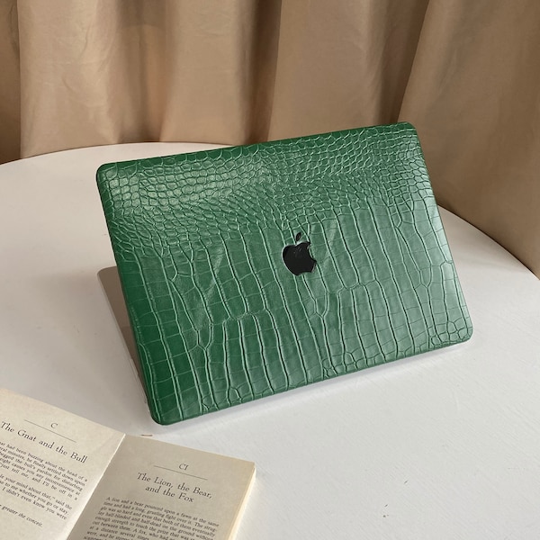 Jungle Green MacBook Leather Case Decal Cover For New MacBook M1 Pro 14 M1 Air 13 Pro 13 Custom Name Case Macbook Pro 16 15
