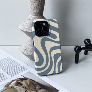 Blue Beige White Wave iPhone 14 Pro Case, iPhone 14 Case, 13 Pro, 13 Pro Max Case, 11, 12 Pro Max, iPhone Case, X XR case, Personalised Case