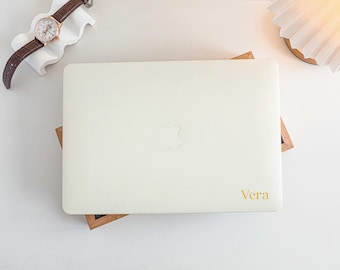 White Lychee Texture Personalisation Leather MacBook Case, Cover For MacBook M3 Pro 14 M3 Air 13 A3113, A2338, A2337 Pro 15 16 Case