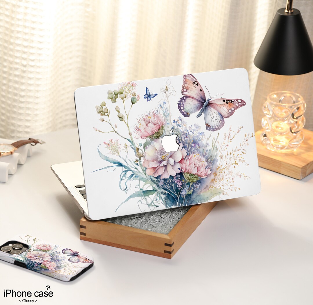 Flowers and Butterflies MacBook Shell Case Decal Cover for New MacBook