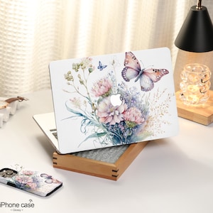 Flowers and Butterflies MacBook Shell Case Decal Cover For New MacBook M1 Pro 14 M1 Air 13 A2338 A2337, Macbook Pro 15 16 Case Apple Laptop