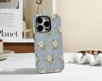 Vintage Floral Personalised iPhone Case, Magsafe Case for iPhone 17 17 Pro, 17 16 15 Pro Max, XR Case, Wireless Charging Case Gift for Her