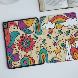 Khaki Aesthetic Lines iPad Case with Apple Pencil Holder, For iPad 9 Mini 6 iPad Pro 2022, iPad Air 4/5th Pro 11 12.9 2020/21