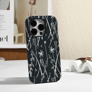 Blue Line Flower Personalised iPhone Case, Magsafe Case for iPhone 14 13 Pro, 13 Pro Max, 11 12 Pro Max, XR X Case, Wireless Charging Case