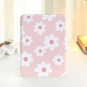 Pink White Flower Personalized kindle Case, All-new Kindle Case, Custom Name kindle Cover for Kindle Paperwhite 1/2/3/4, Kindle 2019, 2022