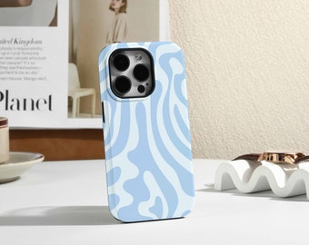 Blue Water Ripple Personalised iPhone Case, Magsafe Case for iPhone 17, 17 Pro, 17 Pro Max, 16 15 Pro Max, XR Case, Wireless Charging Case