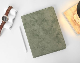 Moss Marble Leather iPad Case with Apple Pencil Holder, For iPad 9 Mini 6 iPad Pro 2022, iPad Air 4/5th Pro 11 12.9 2020/21