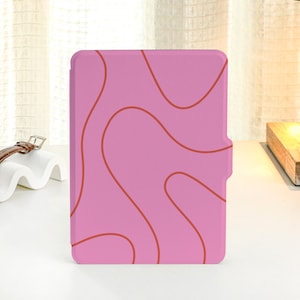 Rose Pink Lines Personalized kindle Case, All-new Kindle Case, Custom Name kindle Cover for Kindle Paperwhite 1/2/3/4, Kindle 2019, 2022