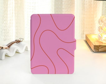 Rose Pink Lines Personalized kindle Case, All-new Kindle Case, Custom Name kindle Cover for Kindle Paperwhite 1/2/3/4, Kindle 2019, 2022