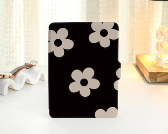 Black Beige Flowers Personalized kindle Case, All-new Kindle Case, Custom Name kindle Cover for Kindle Paperwhite 1/2/3/4, Kindle 2019, 2022