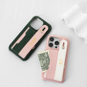 Personalized Leather iPhone Case, Lychee Print Card Case Wristlet Leather iPhone Case, Leather iphone Case for iphone 15 14 13 12 Pro Max,