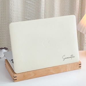 White Lychee Texture Personalisation Leather MacBook Case, Cover For MacBook M3 Pro 14 M3 Air 13 A3113, A2338, A2337 Pro 15 16 Case