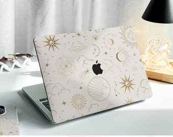 Sun Moon Stars MacBook Shell Case Decal Cover For New MacBook M1 Pro 14 M1 Air 13 A2338, A2337 Macbook Pro 15 16 Case, Apple Laptop