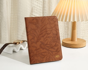 Brown Flowers Vegan Leather Kindle Case, Kindle Cover For 2024 kindle 11th Gen Kindle Paperwhite 12th Gen, Stamping Kindle Cases