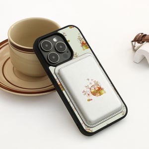 Flower Basket Personalised Magsafe Card Wallet, iPhone Magnetic Magsafe Case, MagSafe Case for iPhone 16 15 14 13 12, PU Leather Card Case