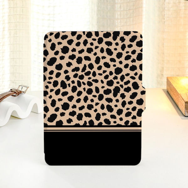 Black Leopard Print Personalized kindle Case, All-new Kindle Case, Custom Name kindle Cover for Kindle Paperwhite 1/2/3/4, Kindle 2019, 2022