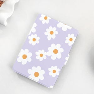 White Flower Purple Personalized kindle Case, All-new Kindle Case, Custom Name kindle Cover for Kindle Paperwhite 1/2/3/4, Kindle 2019, 2022