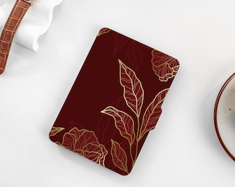 Red Luxury Leaves Personalized kindle Case, All-new Kindle Case, Custom Name kindle Cover for Kindle Paperwhite 1/2/3/4, Kindle 2019, 2022