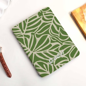 Green Foliage Personalized iPad Case with Apple Pencil Holder, For iPad 9 Mini 6 iPad Pro 2022, iPad Air 4/5th Pro 11 12.9 2020/21