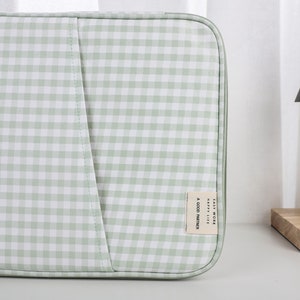 Laptop Bag, Green and White Checkerboard Laptop Bag, MacBook Sleeve, Initial Letter Customization, Laptop Sleeve Bag 11 inch 13 inch image 10
