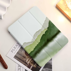Green Mountains iPad Case with Apple Pencil Holder, For iPad 9 Mini 6 iPad Pro 2022, iPad Air 4/5th Pro 11 12.9 2020/21