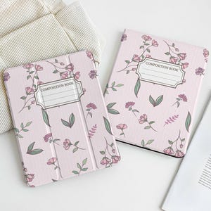 Flying Flowers Notebook Personalized iPad Case with Apple Pencil Holder, For iPad 10 Mini 6/7 iPad Pro 2024, iPad Air 4/5/6th iPad Air 2025