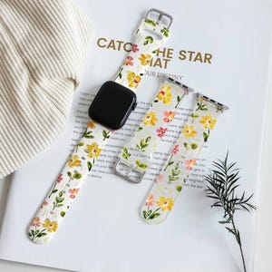 The Yellow Garden Apple Watch Band, Silicone Watch Band for Apple Watch 38mm 40mm 41mm 42mm 44mm 45mm 46mm 49mm, Personlized iWatch Band