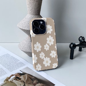 Morandi Brown Daisy iPhone Case, iPhone 14, 13 Pro, 13 Pro Max, 11, 12 Pro Max / 12 & 11 Pro, iPhone XR X Case, Personalised Case