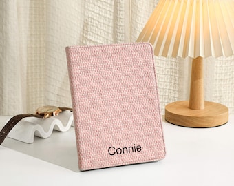 Vintage Pink Weave Vegan Leather Kindle Case, Kindle Cover For 2024 kindle 11th Gen Kindle Paperwhite 12th Gen, Custom Kindle Cases