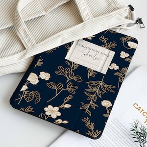 Dark Flowers Notebook Personalized iPad Case with Apple Pencil Holder, For iPad 10 Mini 6/7 iPad Pro 2024, iPad Air 4/5/6th iPad Air 2025