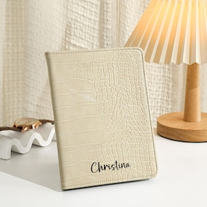 Beige Crocodile Pattern Vegan Leather Kindle Case, Kindle Cover For 2024 kindle 11th Gen Kindle Paperwhite 12th Gen, Custom Kindle Cases