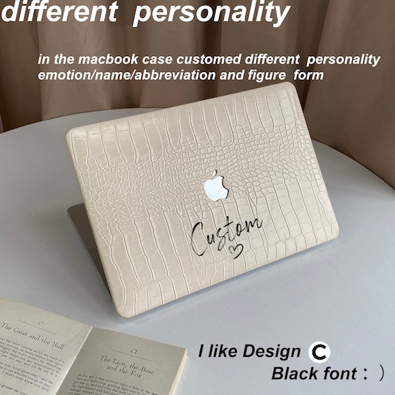 Ivory White Leather MacBook Case Decal Cover for New MacBook M1 Pro 14 M1  Air 13 Pro 13 Custom Name Case MacBook Pro 16 15 