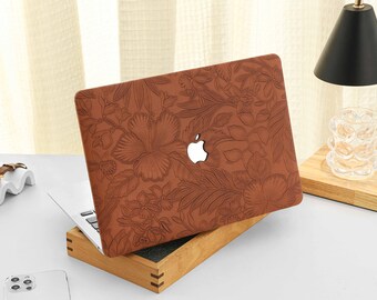 Dark Brown Flower Personalisation MacBook Case Decal Cover For MacBook M1 Pro 14 M2 Air 13 A2681, A2338, A2337 Pro 15 16 Case, Apple Laptop
