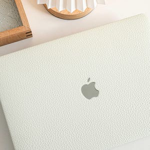 White Pebbles Personalisation Leather MacBook Case, Cover For MacBook M3 Pro 14 M3 Air 13 A3113, A2338, A2337 Pro 15 16 Case
