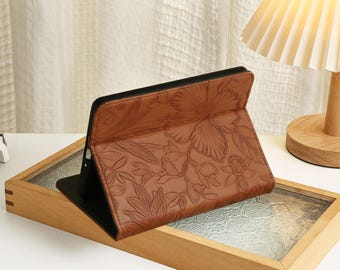 Brown Flowers Vegan Leather Kindle Case, Kindle Cover For 2024 kindle 11th Gen Kindle Paperwhite 12th Gen, Custom Kindle Cases
