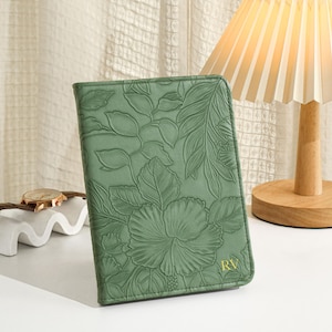 Green Pattern Vegan Leather Kindle Case, Kindle Cover For 2024 kindle 11th Gen Kindle Paperwhite 12th Gen, Stamping Kindle Cases