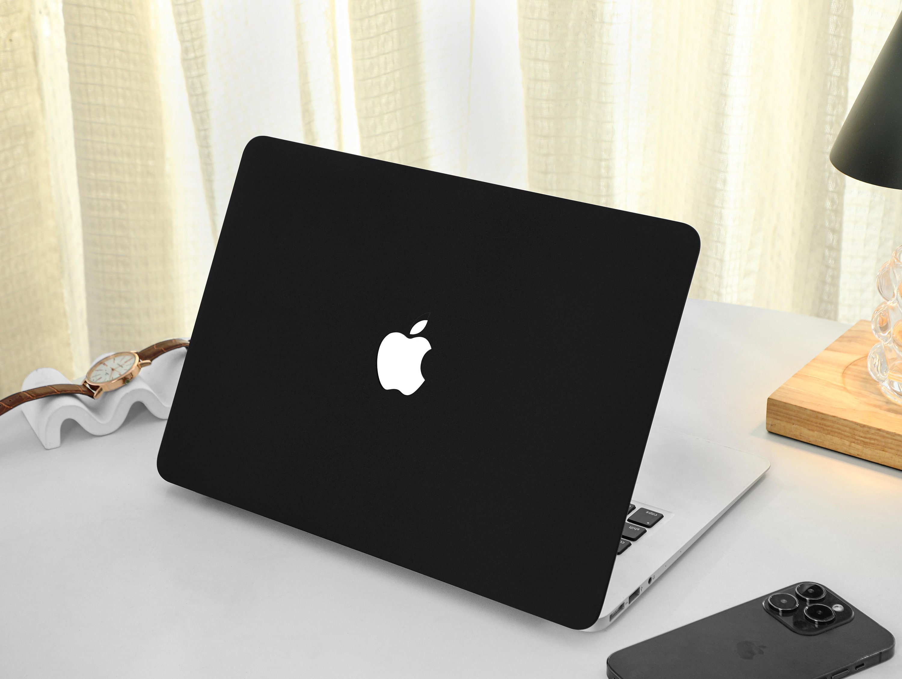 Vintage Black MacBook Shell Case Decal Cover For New MacBook M1 Pro 14 M1 Air 13 A2338, A2337 Macbook Pro 15 16 Case, Apple Laptop