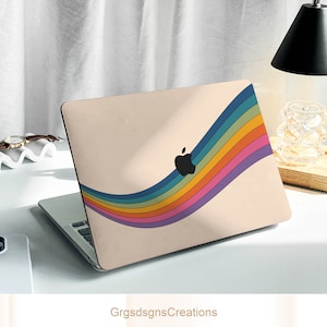 Almond Curve Rainbow MacBook Case Cover For New MacBook M1 Pro 13 A2338, MacBook Air 13 Case , A2337 Macbook Pro 15 16 Case, Apple Laptop