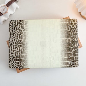 Himalayan Crocodile Print Personalisation Leather MacBook Case, Cover For MacBook M3 Pro 14 M3 Air 13 A3113, A2338, A2337 Pro 15 16 Case