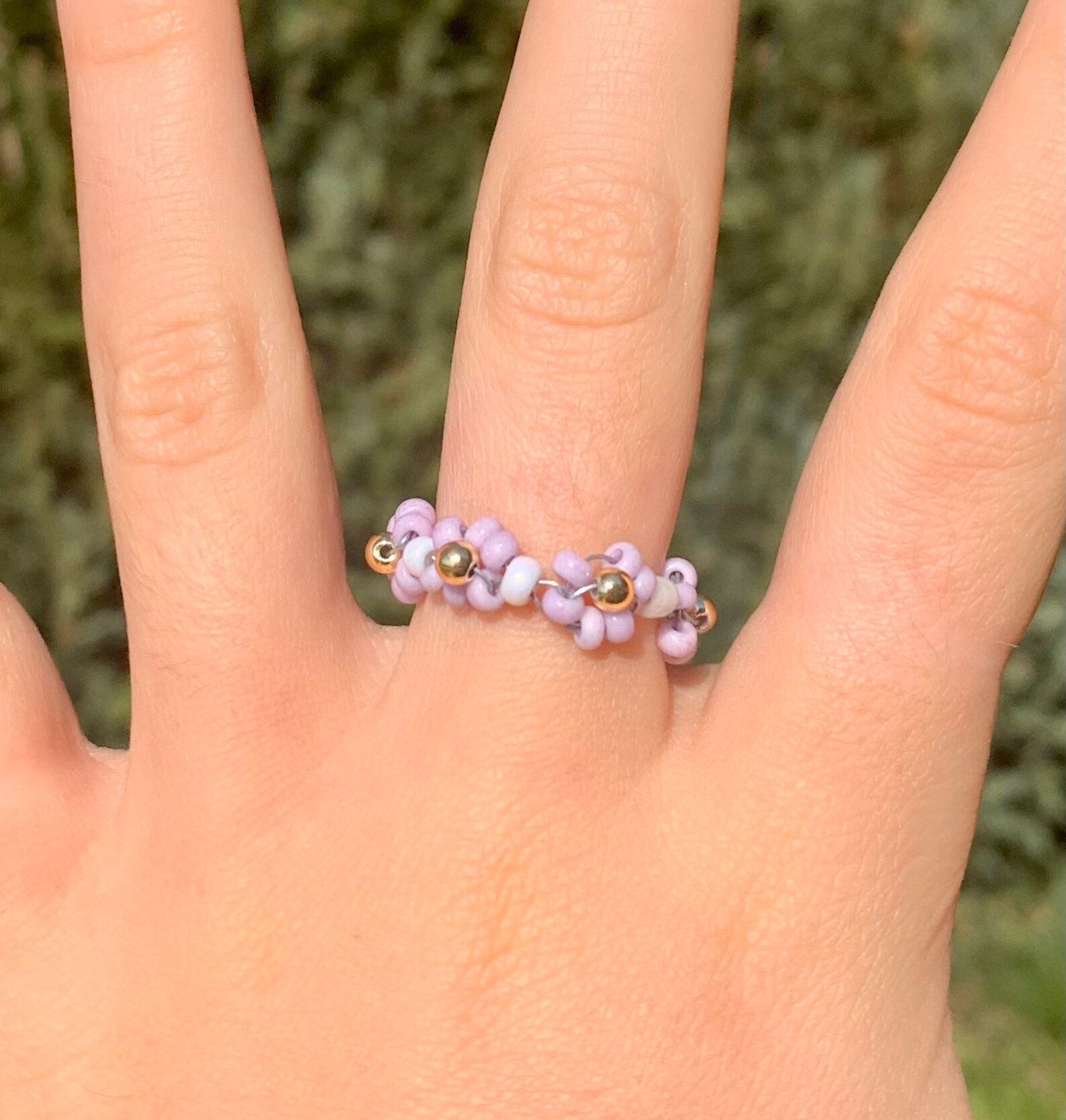 Super cute flower beaded ring Etsy