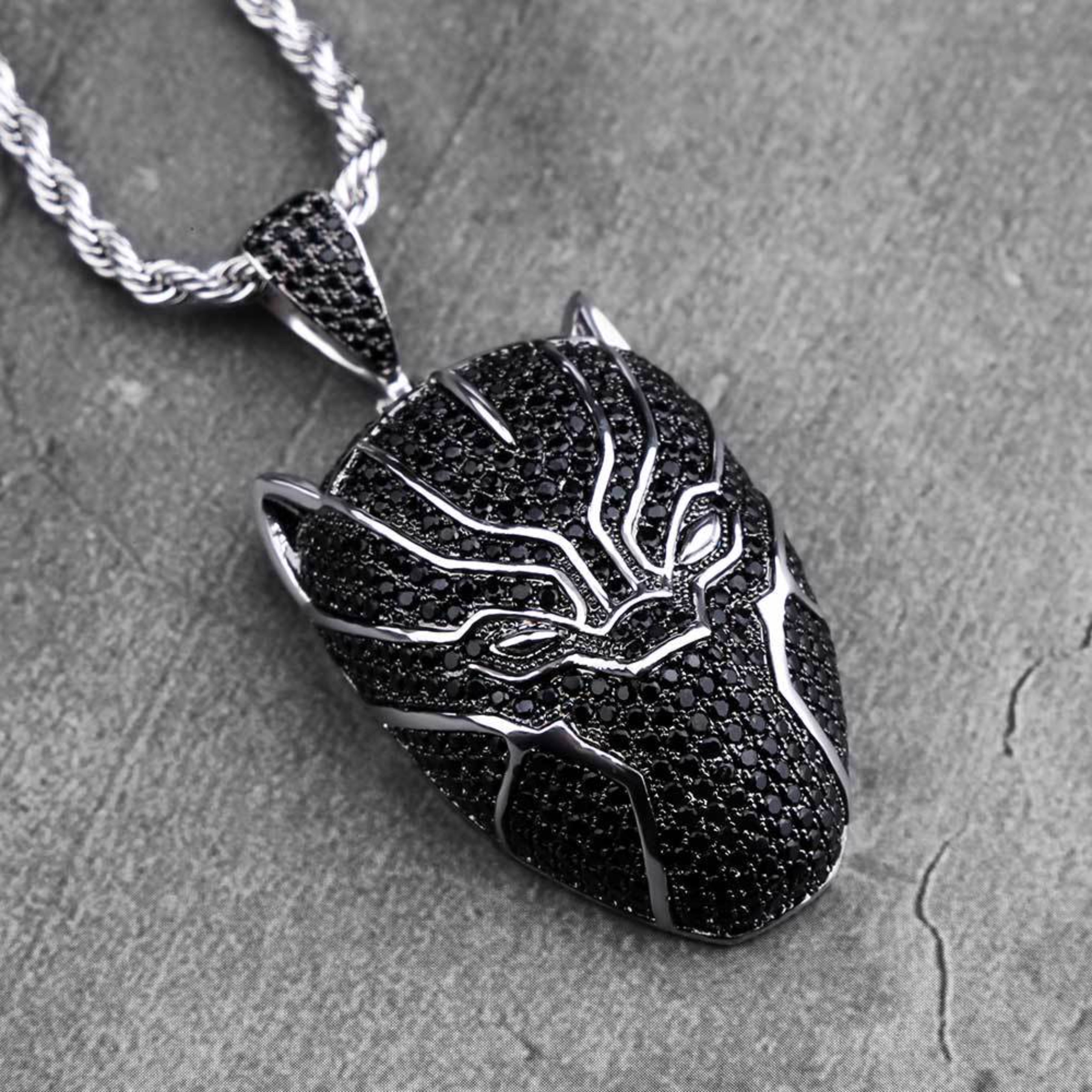 Black Panther Pendant Mens Necklace Diamond Cz Avenger hero Etsy